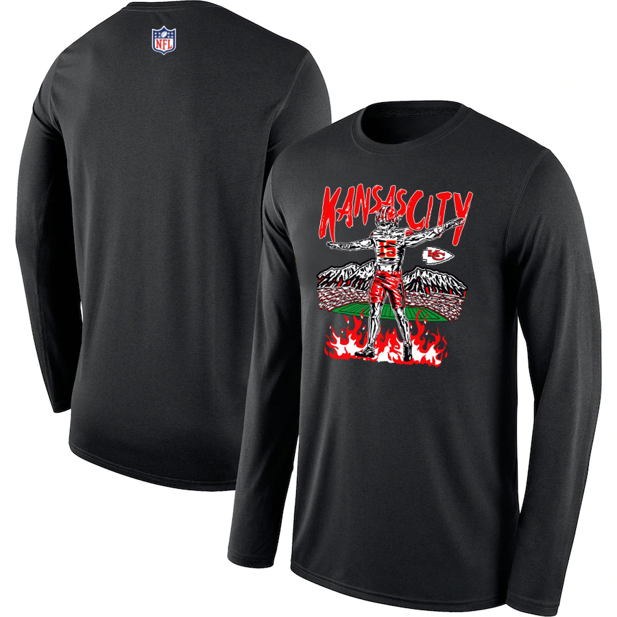 Men 2024 NFL Kansas City Chiefs T shirts black long sleeves